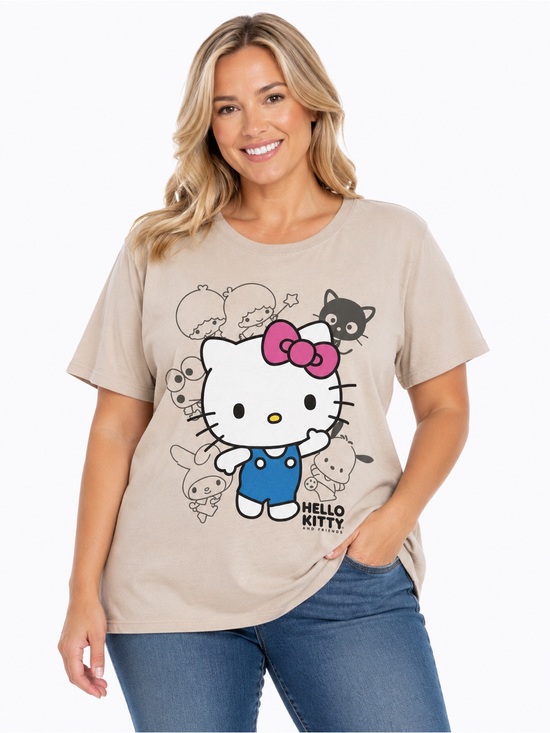 Sanrio Tops - Sanrio Hello Kitty Tee in Beige with White Logo
